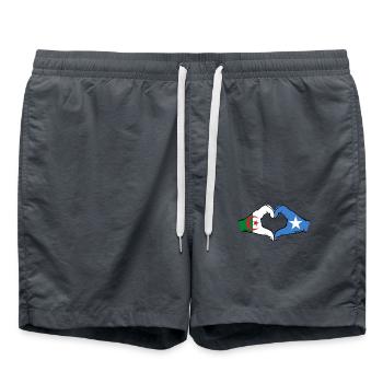 Algérie Somalie Drapeau Mains Coeur Forme - Short de bain - charbon - Devant - AI Model Male 185 light (185cm)