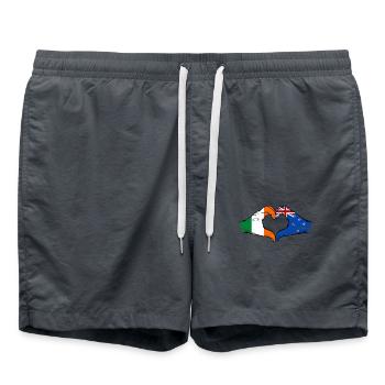 Ireland New Zealand Flag Hands Heart Shape Used - Swim Trunks - anthracite - Front - AI Model Male 185 light (185cm)