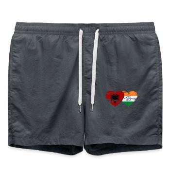 Albania India Flag Heart Used - Swim Trunks - anthracite - Front - AI Model Male 185 light (185cm)