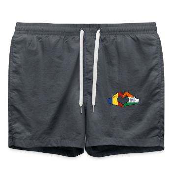 Romania India Flag Hands Heart Shape Used - Swim Trunks - anthracite - Front - AI Model Male 185 light (185cm)