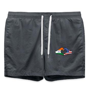 Inde États-Unis drapeau mains forme coeur - Short de bain - charbon - Devant - AI Model Male 185 light (185cm)