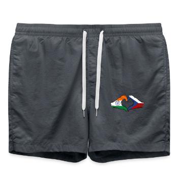 Inde République tchèque drapeau mains coeur forme utilisé - Short de bain - charbon - Devant - AI Model Male 185 light (185cm)