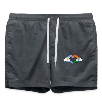 Argentine Inde Drapeau Mains Coeur Forme - Short de bain - charbon - Devant - AI Model Male 185 light (185cm)