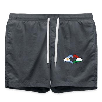 Argentine Hongrie Drapeau Mains Coeur Forme - Short de bain - charbon - Devant - AI Model Male 185 light (185cm)