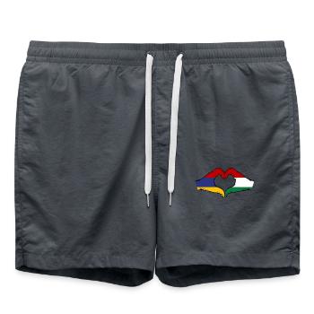Arménie Hongrie Drapeau Mains Coeur Forme - Short de bain - charbon - Devant - AI Model Male 185 light (185cm)