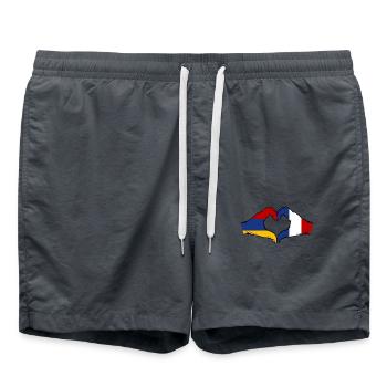 Arménie France Drapeau Mains Coeur Forme - Short de bain - charbon - Devant - AI Model Male 185 light (185cm)