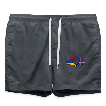 Arménie Islande Drapeau Mains Coeur Forme - Short de bain - charbon - Devant - AI Model Male 185 light (185cm)