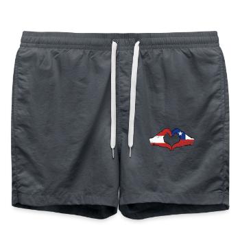 Austria Chile flag hands heart shape used - Swim Trunks - anthracite - Front - AI Model Male 185 light (185cm)