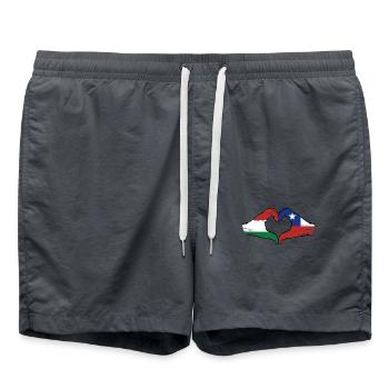 Hungary Chile Flag Hands Heart Shape Used - Swim Trunks - anthracite - Front - AI Model Male 185 light (185cm)