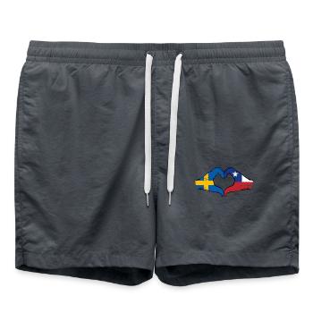 Sweden Chile flag hands heart shape used - Swim Trunks - anthracite - Front - AI Model Male 185 light (185cm)