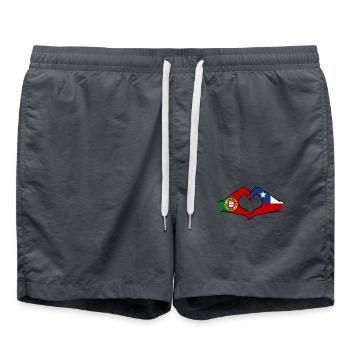 Portugal Chile Flag Hands Heart Shape - Swim Trunks - anthracite - Front - AI Model Male 185 light (185cm)