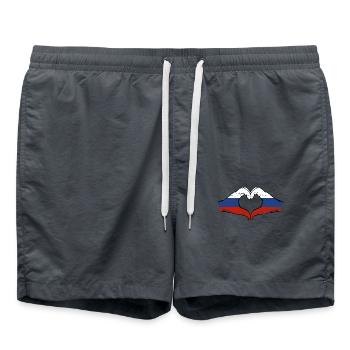 Drapeau de la Russie Mains Coeur Forme Utilisé - Short de bain - charbon - Devant - AI Model Male 185 light (185cm)