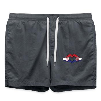 Drapeau de la Croatie Mains Forme Coeur - Short de bain - charbon - Devant - AI Model Male 185 light (185cm)