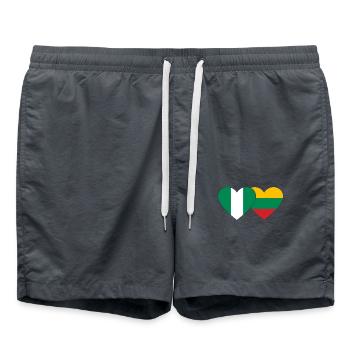 Nigeria Lithuania Flag Heart - Swim Trunks - anthracite - Front - AI Model Male 185 light (185cm)