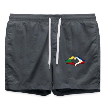 Litauen Philippinen Flagge Hände Herzform - Badeshorts - Anthrazit - Vorne - AI Model Male 185 light (185cm)