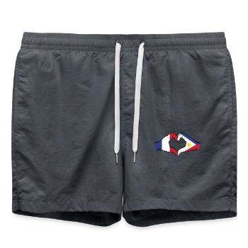 France Philippines Flag Hands Heart Shape - Swim Trunks - anthracite - Front - AI Model Male 185 light (185cm)