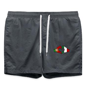 Portugal Italien Flagge Hände Herzform - Badeshorts - Anthrazit - Vorne - AI Model Male 185 light (185cm)