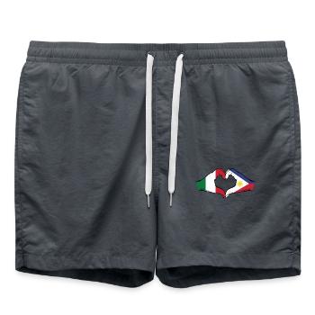 Italie Philippines Drapeau Mains Coeur Forme - Short de bain - charbon - Devant - AI Model Male 185 light (185cm)