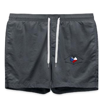 Drapeau de la République tchèque mains en forme de coeur - Short de bain - charbon - Devant - AI Model Male 185 light (185cm)