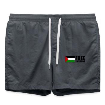 Free palestine - Short de bain - charbon - Devant - AI Model Male 185 light (185cm)