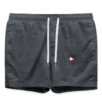 Philippines flag heart shape used - Swim Trunks - anthracite - Front - AI Model Male 185 light (185cm)