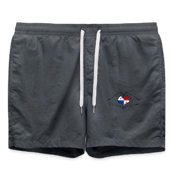 Panama Flag Heart Shape Used - Swim Trunks - anthracite - Front - AI Model Male 185 light (185cm)