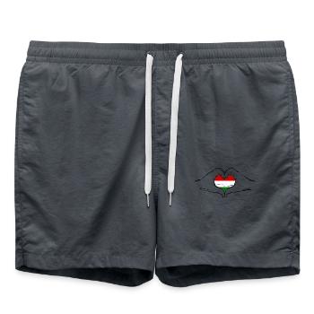 Drapeau de la Hongrie en forme de coeur utilisé - Short de bain - charbon - Devant - AI Model Male 185 light (185cm)