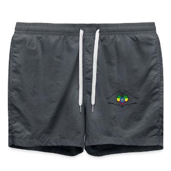Drapeau de l’Ethiopie en forme de coeur - Short de bain - charbon - Devant - AI Model Male 185 light (185cm)