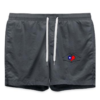 Drapeau de Taïwan en forme de coeur - Short de bain - charbon - Devant - AI Model Male 185 light (185cm)