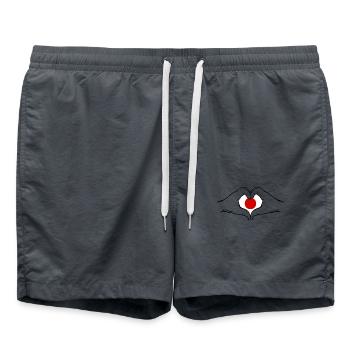 Drapeau du Japon en forme de coeur - Short de bain - charbon - Devant - AI Model Male 185 light (185cm)