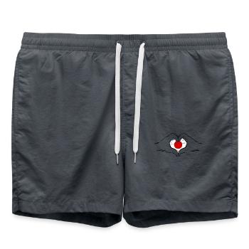 Drapeau du Japon en forme de coeur utilisé - Short de bain - charbon - Devant - AI Model Male 185 light (185cm)