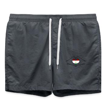Tajikistan Flag Heart Shape - Swim Trunks - anthracite - Front - AI Model Male 185 light (185cm)
