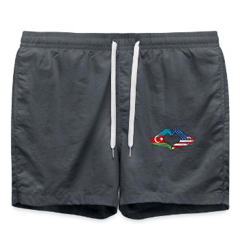 Azerbaijan USA Heart Shape with Hands Used - Swim Trunks - anthracite - Front - AI Model Male 185 light (185cm)