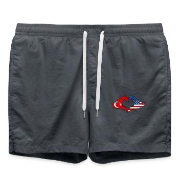 Forme de coeur Türkiye USA avec mains utilisées - Short de bain - charbon - Devant - AI Model Male 185 light (185cm)