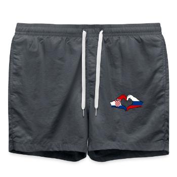 Croatia Russia heart shape with hands - Swim Trunks - anthracite - Front - AI Model Male 185 light (185cm)