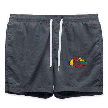 Roumanie Lituanie Forme de coeur avec les mains utilisées - Short de bain - charbon - Devant - AI Model Male 185 light (185cm)