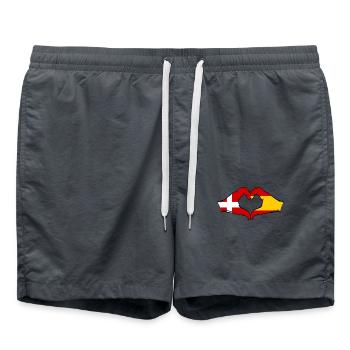 Dänemark Spanien Herzform mit Hände - Badeshorts - Anthrazit - Vorne - AI Model Male 185 light (185cm)