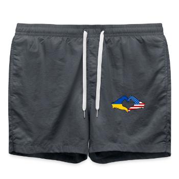 Ukraine USA Heart Shape with Hands - Swim Trunks - anthracite - Front - AI Model Male 185 light (185cm)