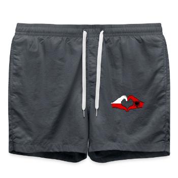 Poland Albania Heart Shape with Hands - Swim Trunks - anthracite - Front - AI Model Male 185 light (185cm)