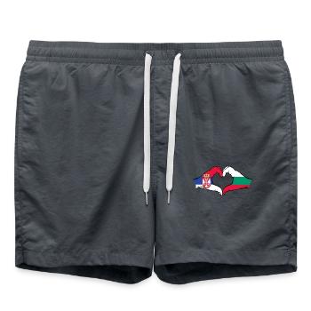 Serbie Bulgarie Drapeau Mains Coeur Forme - Short de bain - charbon - Devant - AI Model Male 185 light (185cm)