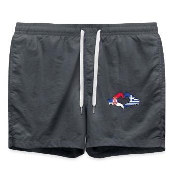 Serbie Grèce Drapeau Mains Coeur Forme - Short de bain - charbon - Devant - AI Model Male 185 light (185cm)