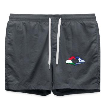 Ungarn Griechenland Flagge Hände Herzform - Badeshorts - Anthrazit - Vorne - AI Model Male 185 light (185cm)