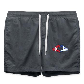 Tunisie Grèce Drapeau Mains Coeur Forme - Short de bain - charbon - Devant - AI Model Male 185 light (185cm)