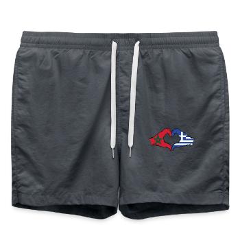 Marokko Griechenland Flagge Hände Herzform - Badeshorts - Anthrazit - Vorne - AI Model Male 185 light (185cm)