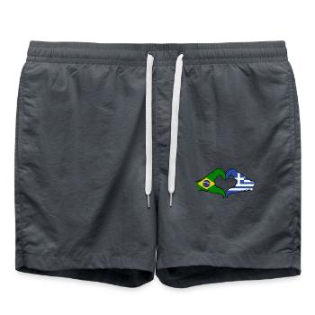 Brésil Grèce Drapeau Mains Coeur Forme - Short de bain - charbon - Devant - AI Model Male 185 light (185cm)