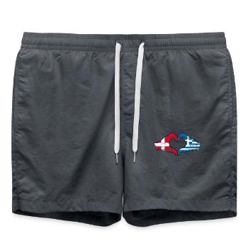 Danemark Grèce drapeau mains forme coeur utilisé - Short de bain - charbon - Devant - AI Model Male 185 light (185cm)