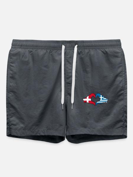 Dänemark Griechenland Flagge Hände Herzform - Badeshorts - Anthrazit
