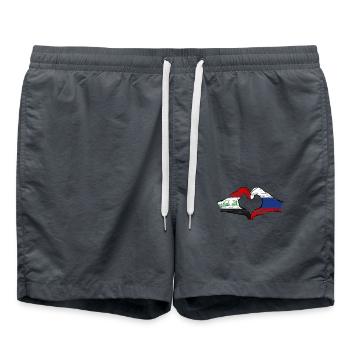 Irak Russie Drapeau Mains Coeur Forme De Coeur - Short de bain - charbon - Devant - AI Model Male 185 light (185cm)