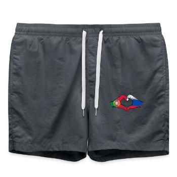 Portugal Russland Flagge Hände Herzform used - Badeshorts - Anthrazit - Vorne - AI Model Male 185 light (185cm)