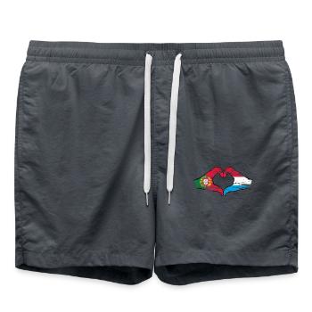 Portugal Luxemburg Flagge Hände Herzform used - Badeshorts - Anthrazit - Vorne - AI Model Male 185 light (185cm)
